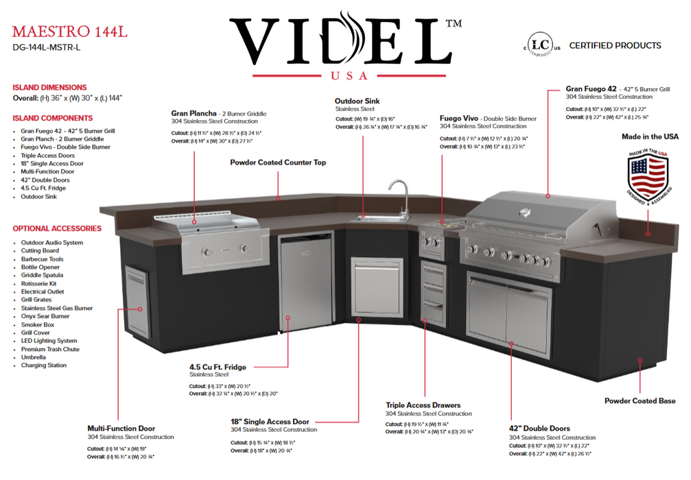 Videl Grills - Maestro 144L - BBQ Island