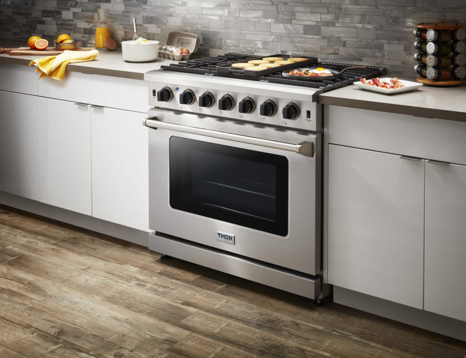 THOR Kitchen LRG3601U - 36 Inch Gas Range in Stainless Steel