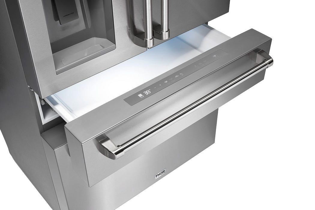 TRF3601FD - THOR Kitchen 36 Inch Professional French Door Refrigerator with Ice and Water Dispenser