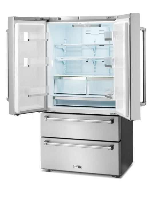 TRF3602 - THOR Kitchen 36 Inch Professional French Door Refrigerator with Freezer Drawers