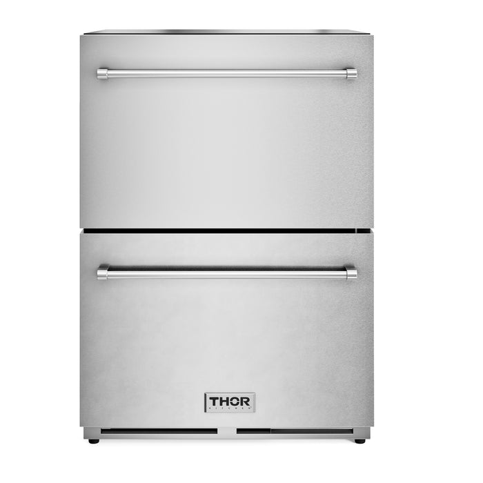 TRZ24U - THOR Kitchen 24 Indoor/Outdoor Under Counter Double Drawer Freezer