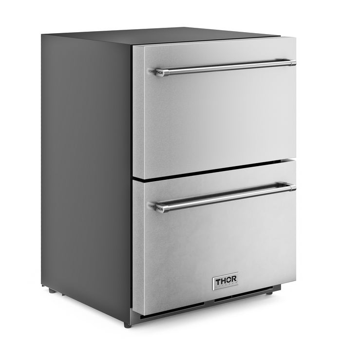 TRZ24U - THOR Kitchen 24 Indoor/Outdoor Under Counter Double Drawer Freezer