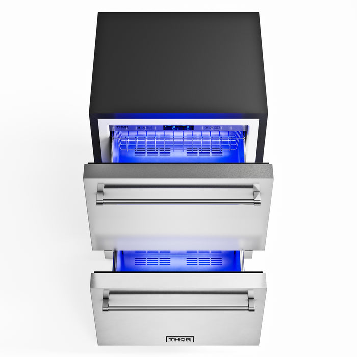 TRZ24U - THOR Kitchen 24 Indoor/Outdoor Under Counter Double Drawer Freezer