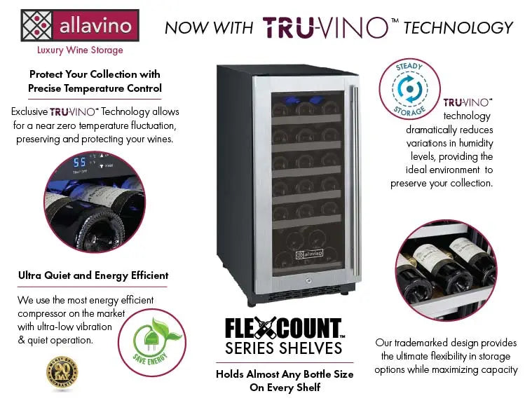 Allavino FlexCount II Tru-Vino Stainless Steel Beverage Center