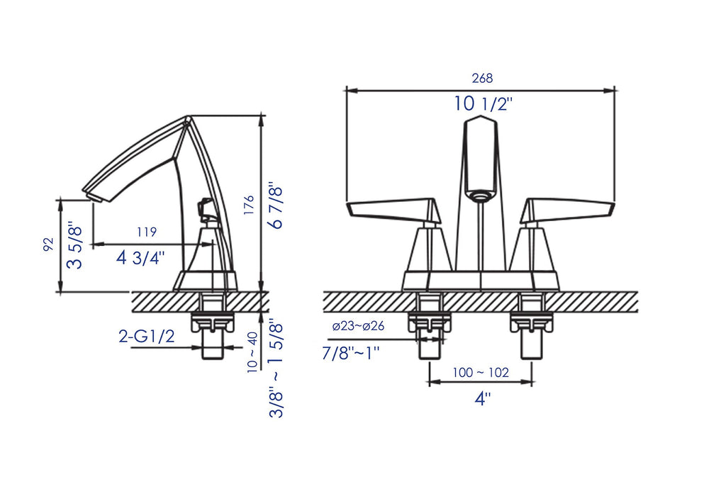 ALFI brand Two-Handle 4'' Centerset Bathroom Faucet