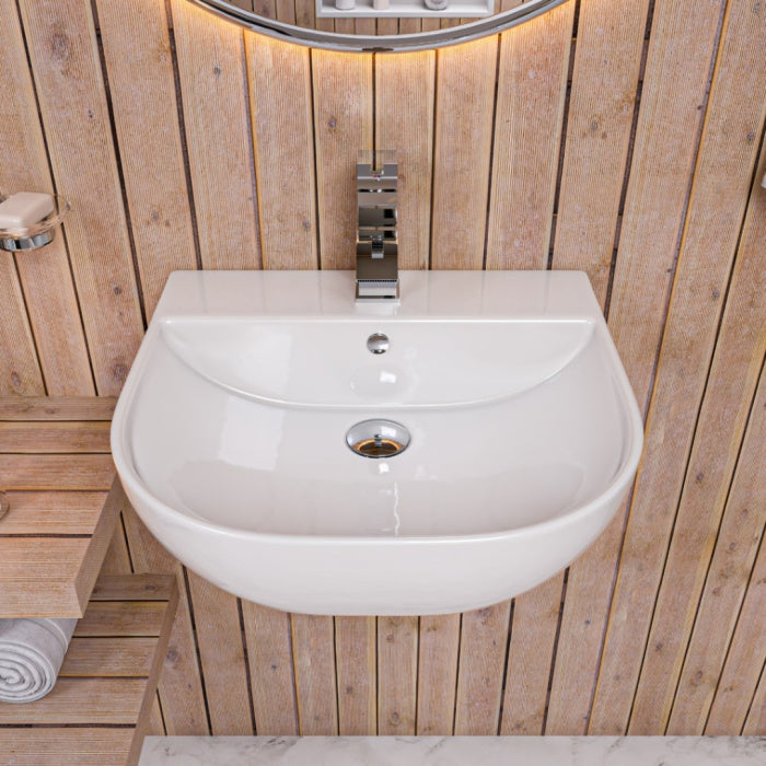 ALFI Brand White D-Bowl Porcelain Wall Mounted Bath Sink