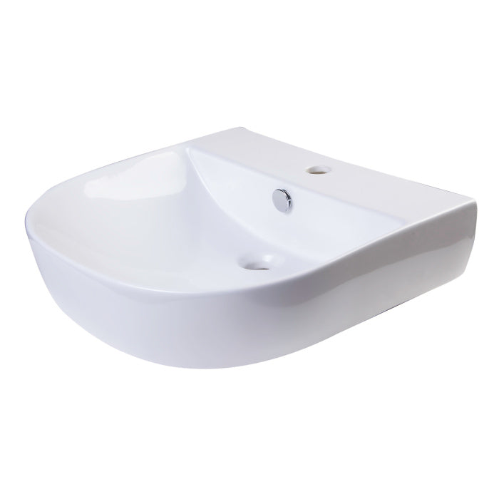 ALFI Brand White D-Bowl Porcelain Wall Mounted Bath Sink