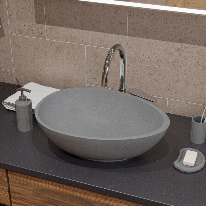 ALFI brand ABCO21O 21" Solid Concrete Tear Drop Above Mount Vessel Sink