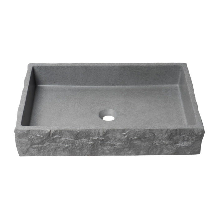 ALFI brand ABCO24R 24" Solid Concrete Chiseled Style Above Mount Vessel Sink