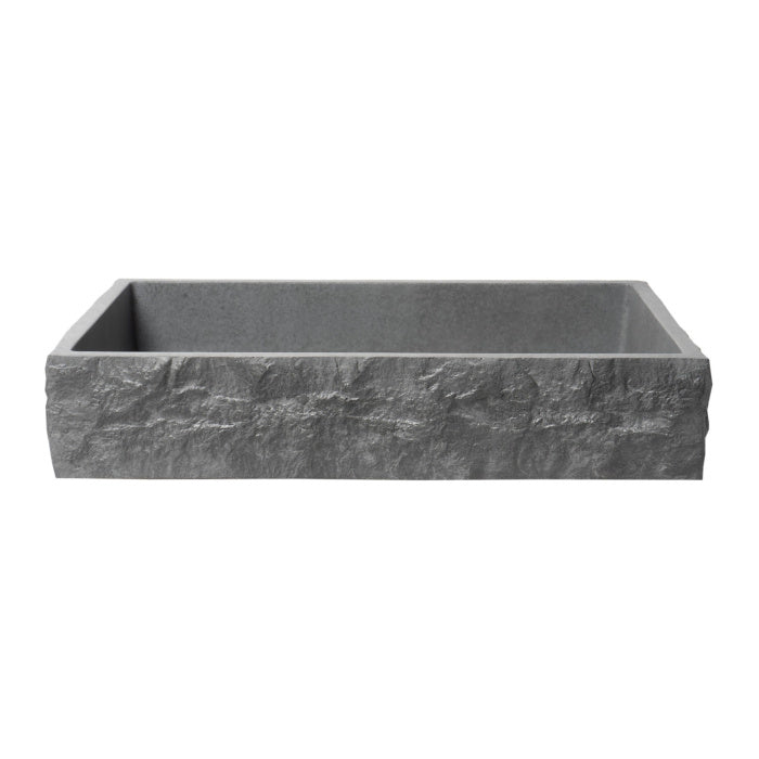 ALFI brand ABCO24R 24" Solid Concrete Chiseled Style Above Mount Vessel Sink