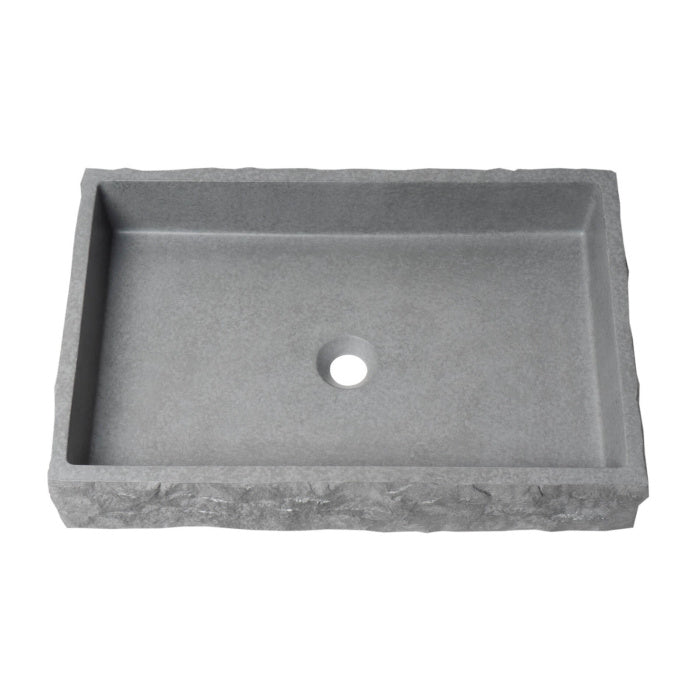 ALFI brand ABCO24R 24" Solid Concrete Chiseled Style Above Mount Vessel Sink