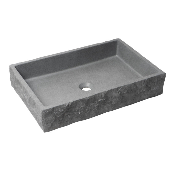 ALFI brand ABCO24R 24" Solid Concrete Chiseled Style Above Mount Vessel Sink