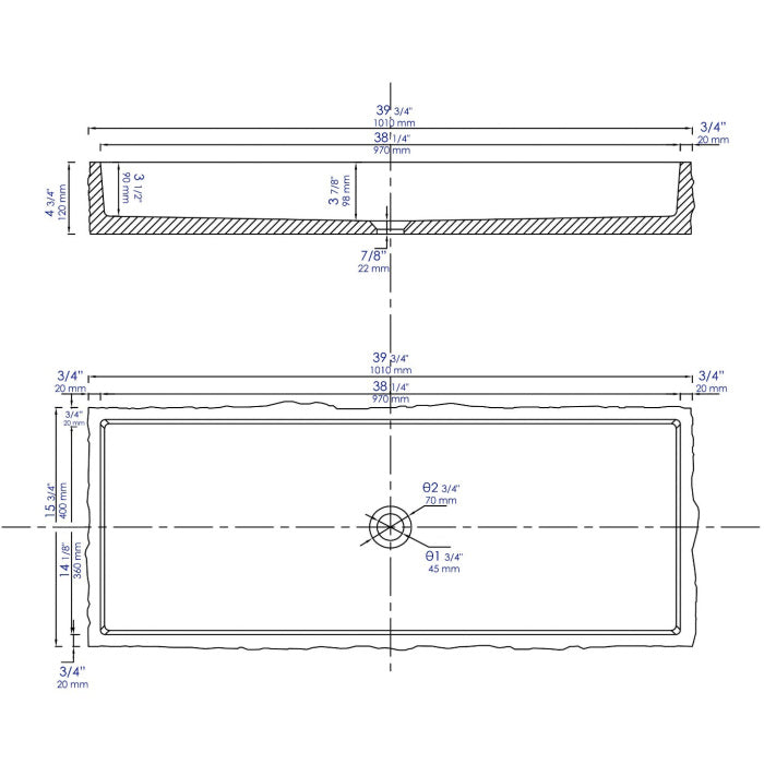 ALFI Brand Solid Concrete Trough Sink – Gray Matte Finish