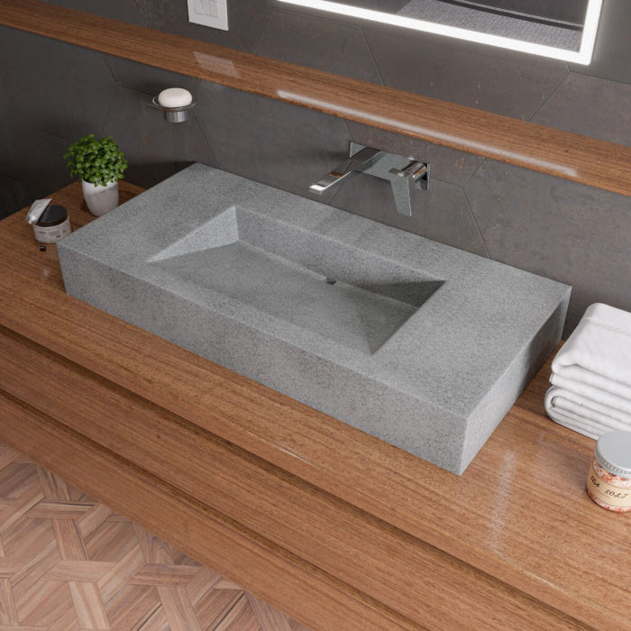 ALFI brand ABCO48R 48" Solid Concrete Rectangular Countertop Sink