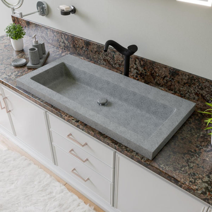 ALFI Brand Solid Concrete Trough Sink – Gray Matte Finish