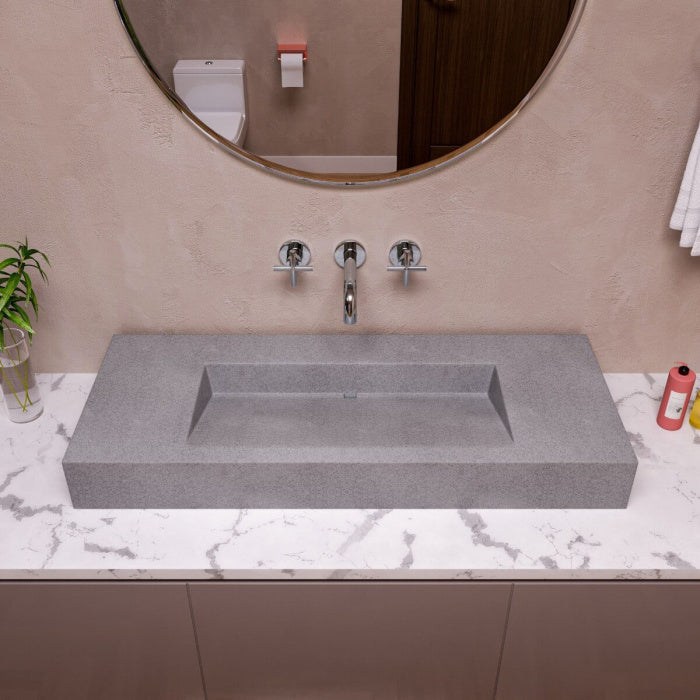 ALFI brand ABCO48R 48" Solid Concrete Rectangular Countertop Sink