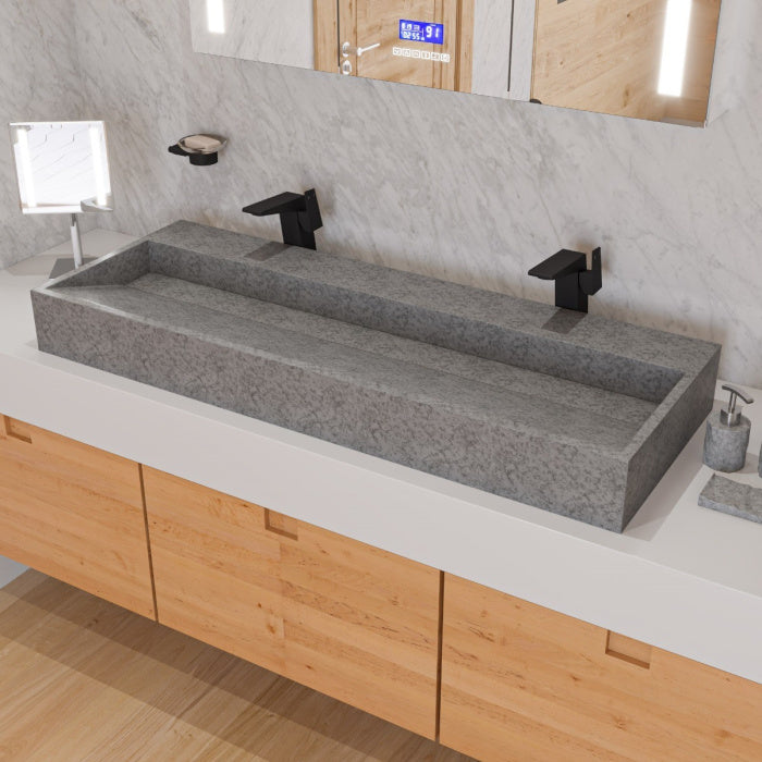 ALFI Brand Solid Concrete Trough Sink – Gray Matte Finish