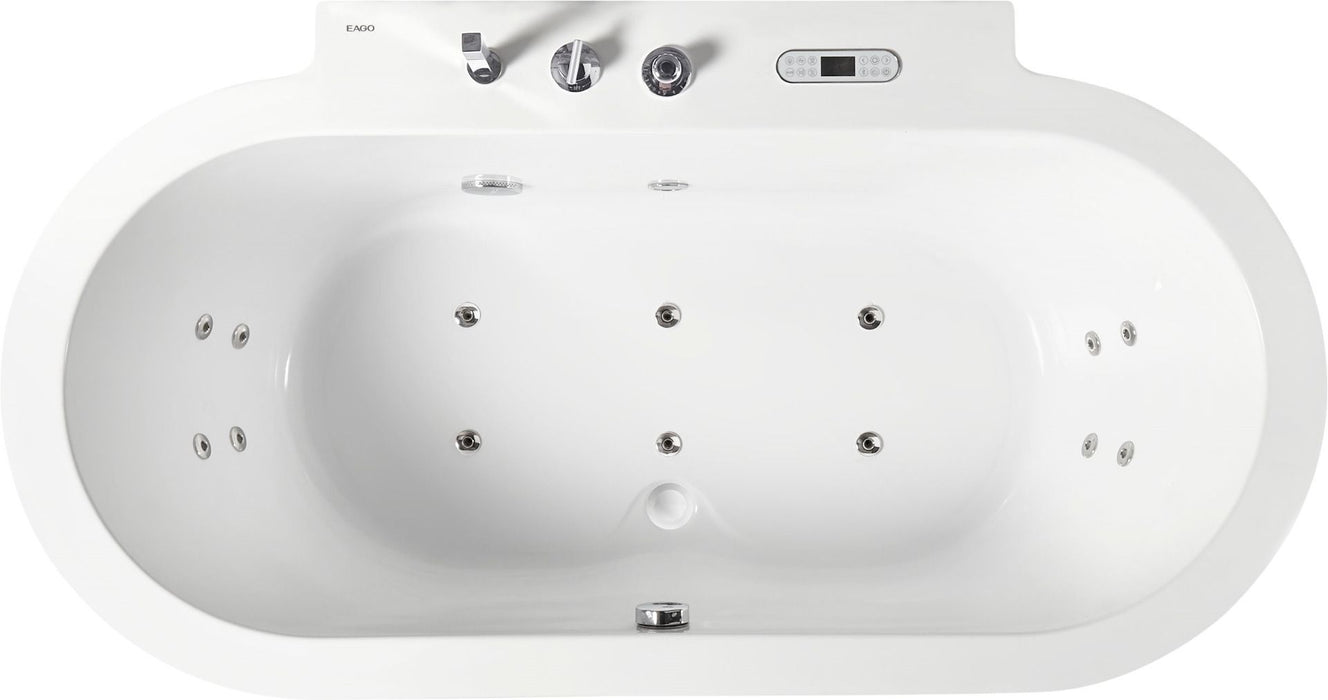 EAGO AM128ETL 6 ft Acrylic White Whirlpool Bathtub With Fixtures
