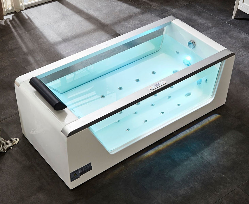 EAGO AM152ETL Clear Rectangular Acrylic Whirlpool Bathtub