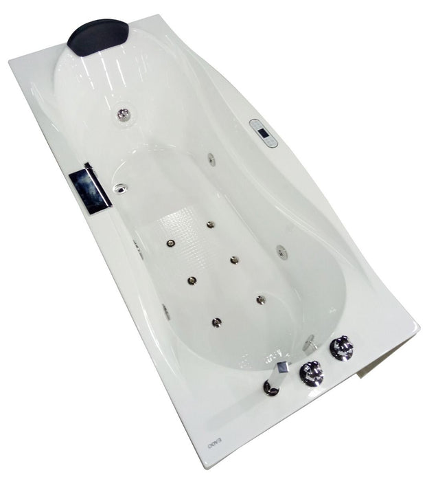 EAGO 6 ft Acrylic White Whirlpool Bathtub w Fixtures