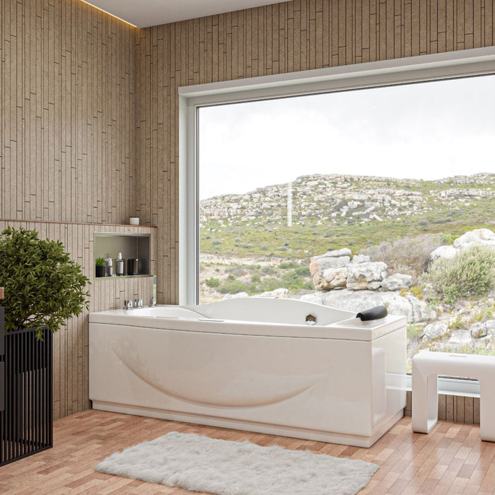 EAGO 6 ft Acrylic White Whirlpool Bathtub w Fixtures