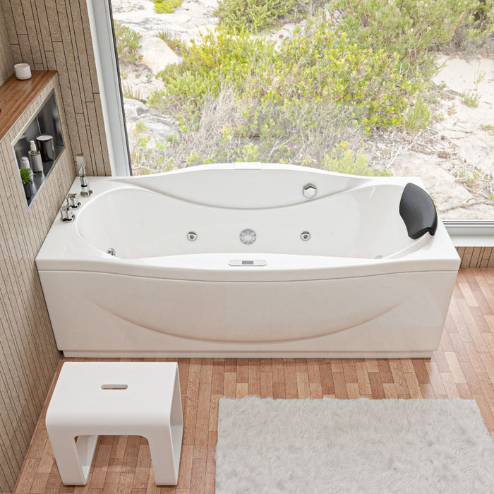 EAGO 6 ft Acrylic White Whirlpool Bathtub w Fixtures