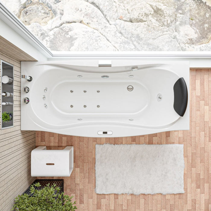 EAGO 6 ft Acrylic White Whirlpool Bathtub w Fixtures