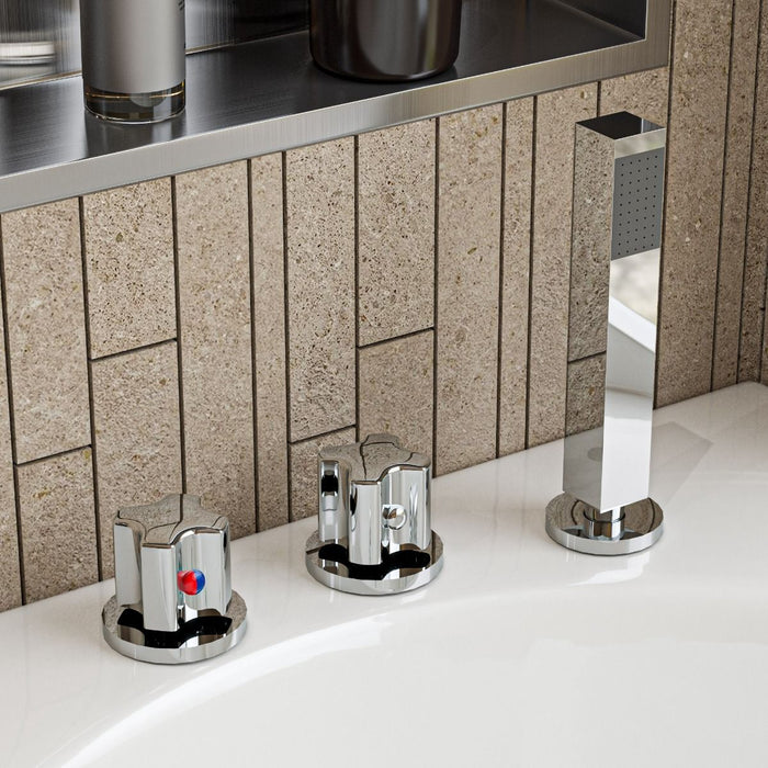 EAGO 6 ft Acrylic White Whirlpool Bathtub w Fixtures