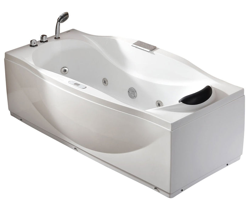 EAGO 6 ft Acrylic White Whirlpool Bathtub w Fixtures