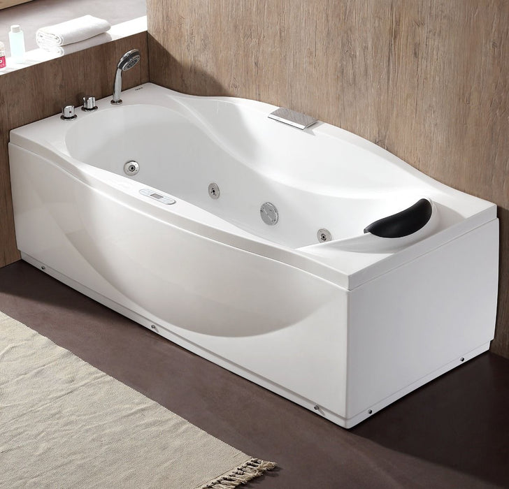 EAGO 6 ft Acrylic White Whirlpool Bathtub w Fixtures