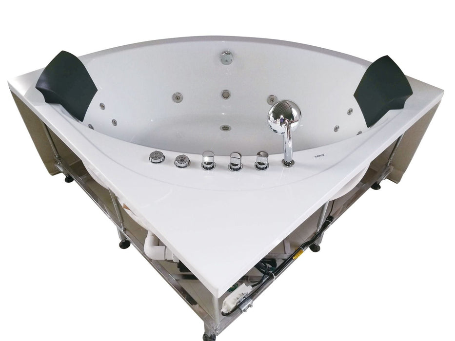 EAGO AM200 5' Rounded Modern Double Seat Corner Whirlpool Bath Tub with Fixtures