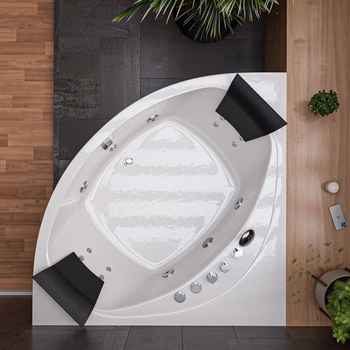 EAGO AM200 5' Rounded Modern Double Seat Corner Whirlpool Bath Tub with Fixtures