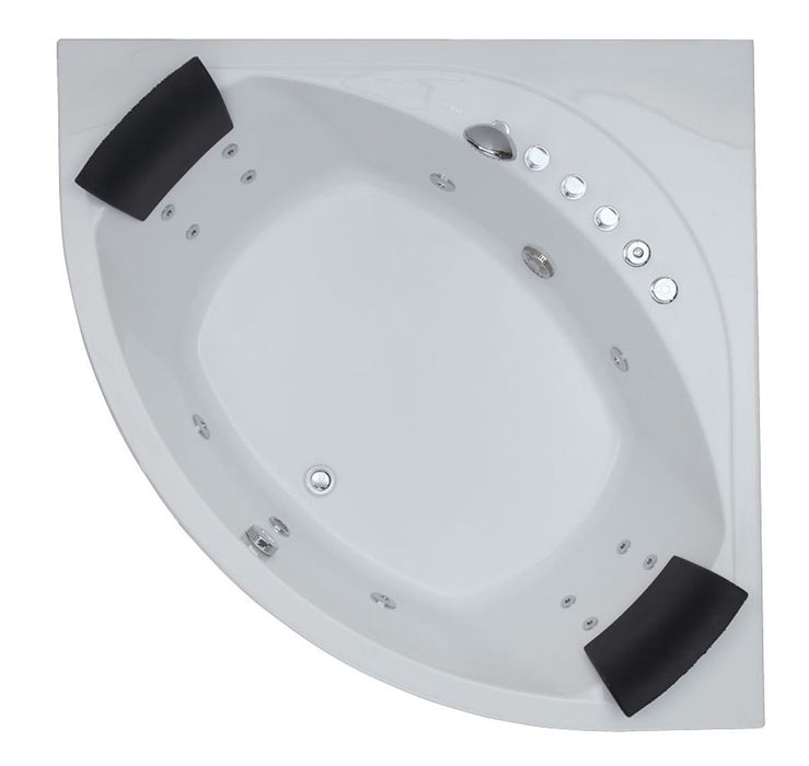 EAGO AM200 5' Rounded Modern Double Seat Corner Whirlpool Bath Tub with Fixtures