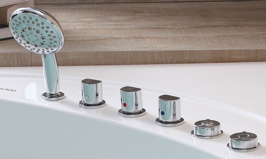 EAGO AM200 5' Rounded Modern Double Seat Corner Whirlpool Bath Tub with Fixtures
