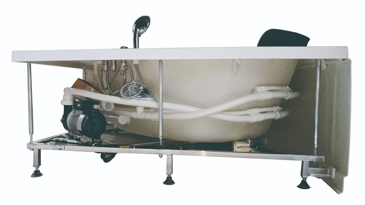 EAGO AM200 5' Rounded Modern Double Seat Corner Whirlpool Bath Tub with Fixtures