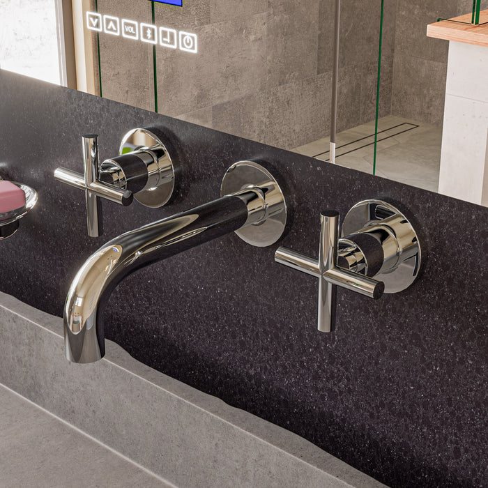 ALFI brand AB1035 8 Inch Widespread Wall-Mounted Cross Handle Faucet