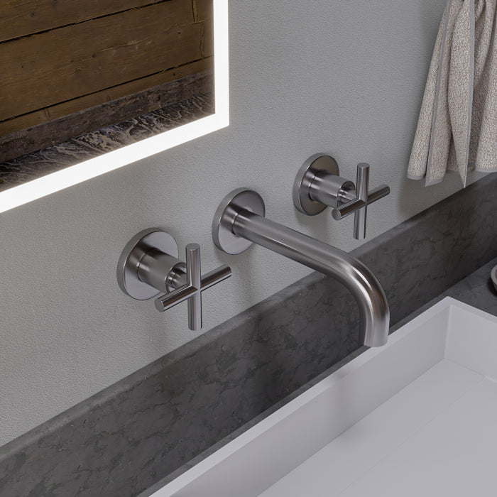 ALFI brand AB1035 8 Inch Widespread Wall-Mounted Cross Handle Faucet